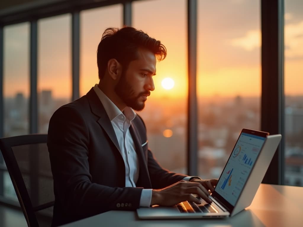 Agente de seguros profesional con laptop