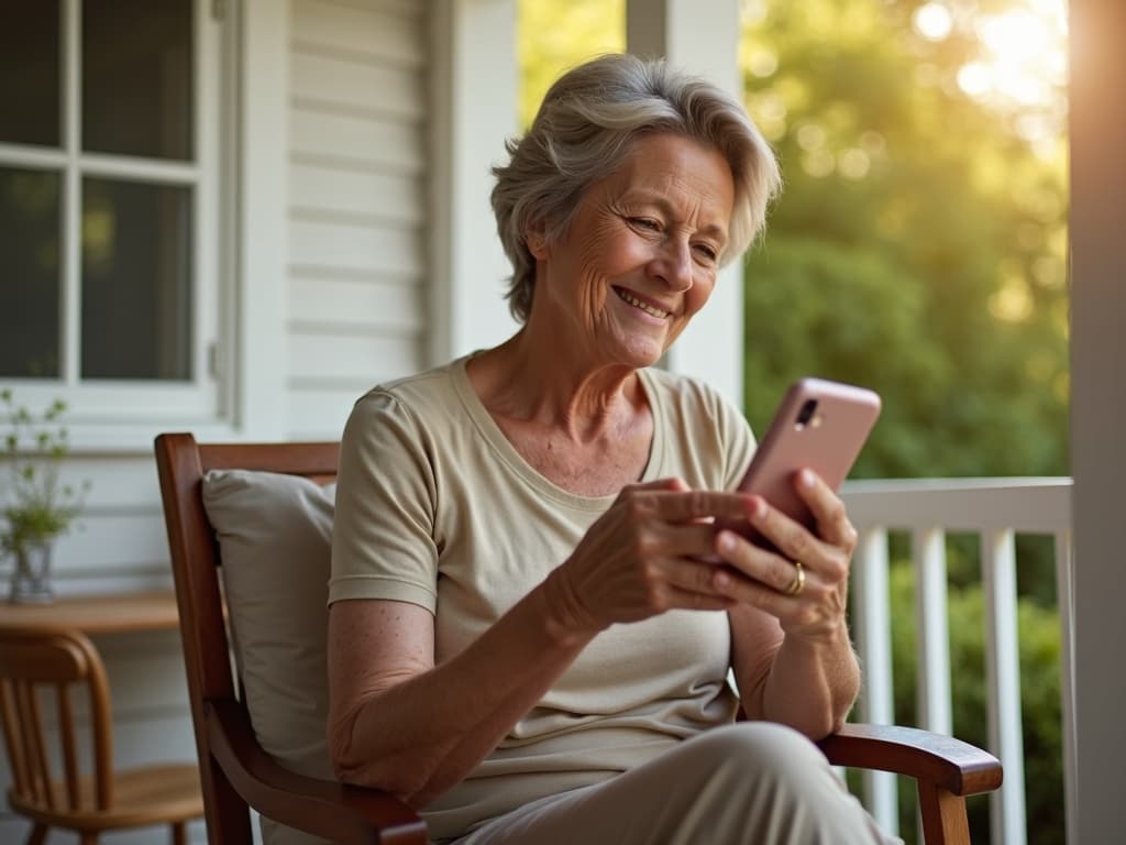 Persona mayor revisando WhatsApp en su celular