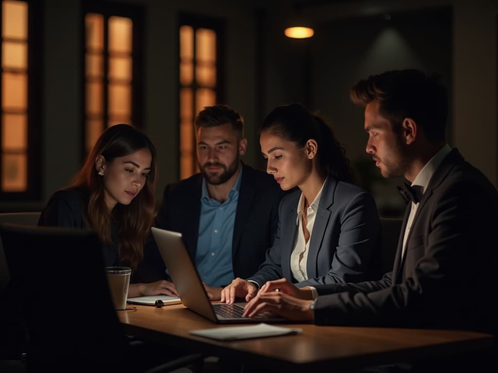 Equipo profesional de agentes de seguros en reunión