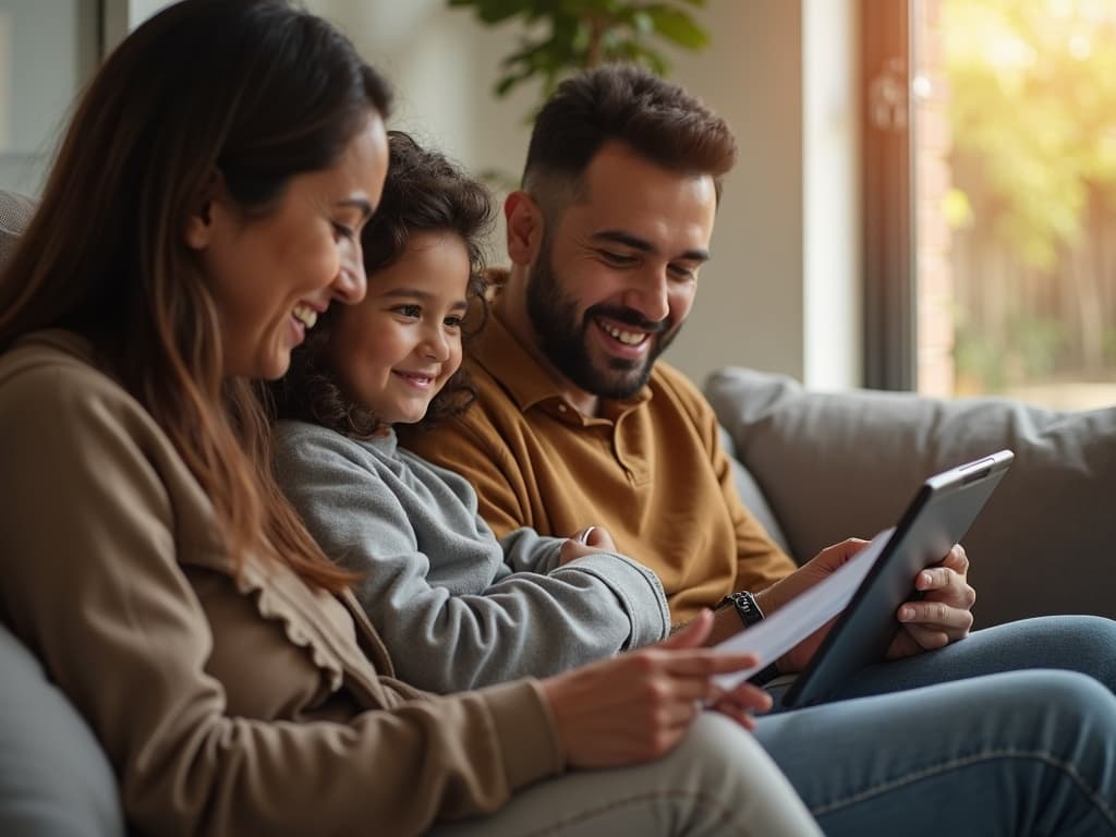 Familia hispana revisando seguros suplementarios