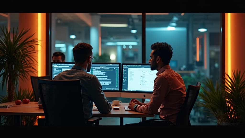 Equipo de agentes en co-working con CRM y WhatsApp